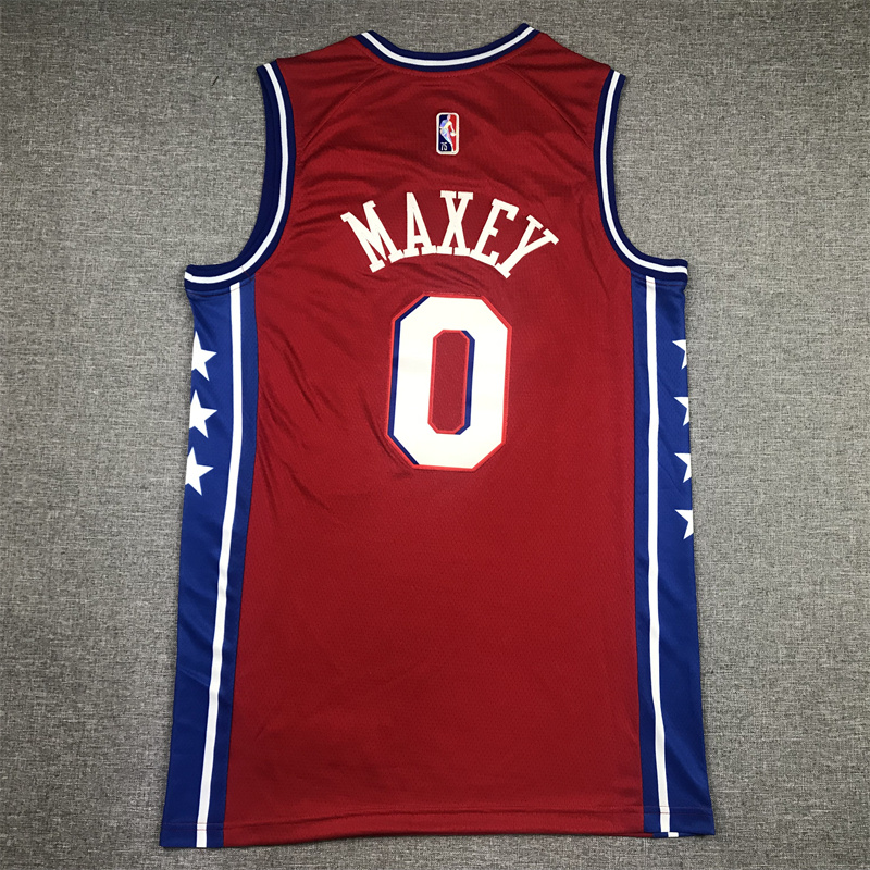 Men Philadelphia 76ers #0 Tyrese Maxey Jordan Brand Red 2025 NBA Jersey